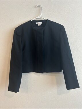 Ann Taylor Black Cropped Collarless Blazer